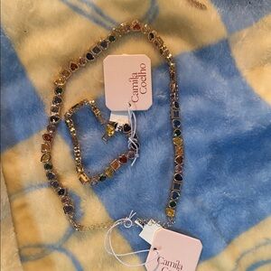 VIRAL Camila Coelho Vibrant rainbow Gemstone Necklace AND Bracelet